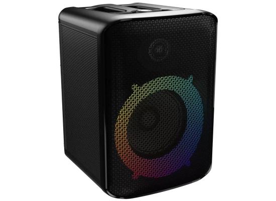 HiFuture Event 80W Portable Bluetooth Speaker – Dual Drivers, Dynamic RGB Lights, Karaoke-Enabled with Mic Input, TWS Pairing, Power Bank Function, IPX4 Waterproof, 4000mAh Battery – Black